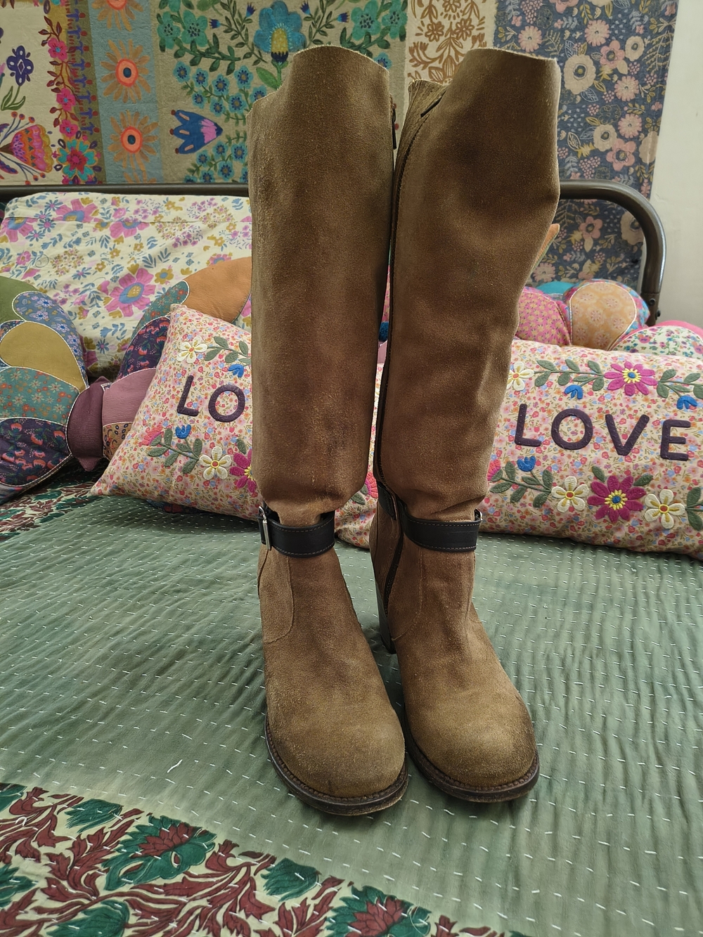 Freebird by Steven Brown Suede Knee Boots with Strap Accent